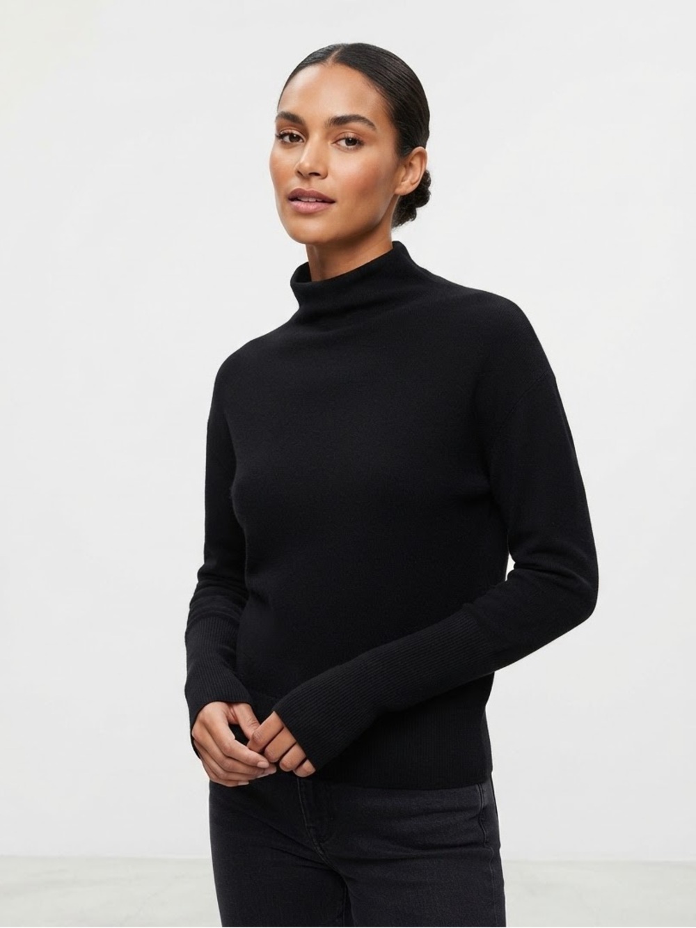 Aritzia Wilfred Black Cyprie Turtleneck Sweater Size Small Merino Wool